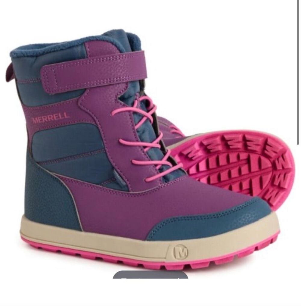 Merrell Snow Storm Winter Boot Kids Berry Navy Waterproof Insulated size 13